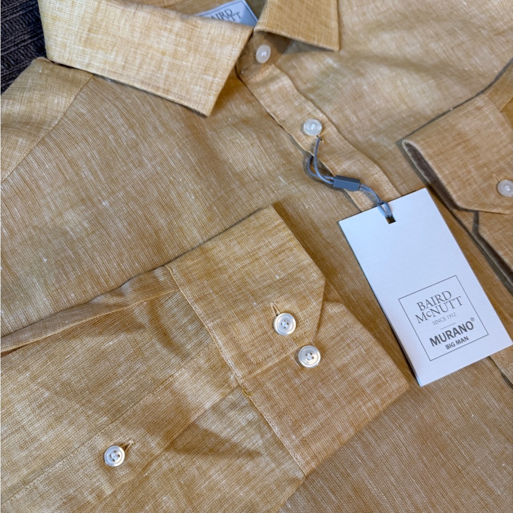 Murano Men's Yellow Button Down Shirt - Picture 3 of 4